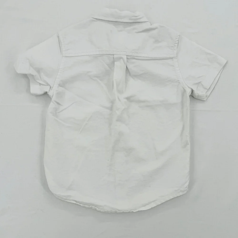 The Childrens Place Boys 3T White Cotton Short Sleeve Oxford Button Down Shirt